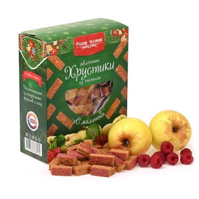 НГ Хрустики яблочные из пастилы "С малиной" (без сахара) 250г (12шт/кор)