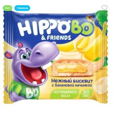 «HIPPO BONDI & FRIENDS», бисквитное пирожное с банановой начинкой, 32 г (упаковка 12 шт.) KDV