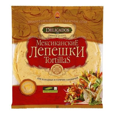 Лепешка мексиканская "DELICADOS" с сыром (Тортилья)1шт*6леп./10шт/6мес