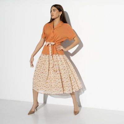 Костюм с юбкой Светские манеры (fleur orange, 2 в 1