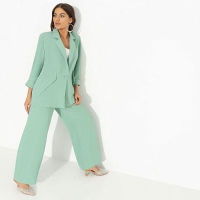 Брючный костюм из лёгкой ткани Стиль по-французски (green, 2 в 1)