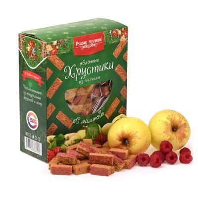 Хрустики яблочные из пастилы "С малиной" (без сахара) 250г (12шт/кор)