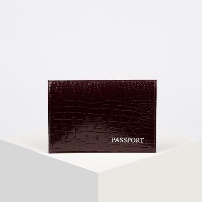 Обложка для паспорта  натуральная кожа темно коричневый  (126) 150845