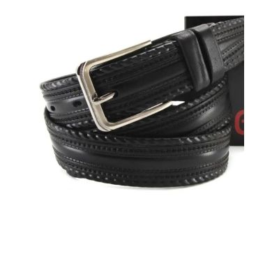 Ремень нат. кожа  CHROME тиснение, черный 123610