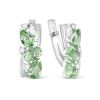 Серьги из серебра с плавленым кварцем цвета празиолит и фианитами родированные 925 пробы 2-392р11200