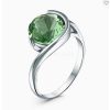 Кольцо из серебра с плавленым кварцем цвета зелёный аметист родированное К00154