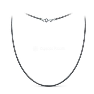 Шнурок текстильный (вощёный) серый с замком из родированного серебра ХШ-003р-01серый