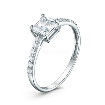 Кольцо из серебра с фианитами родированное 925 пробы