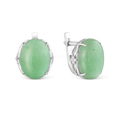 Серьги женские из серебра с авантюрином и фианитами родированные 925 пробы СП82р482н