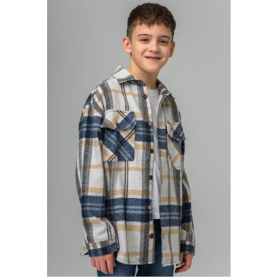 Детская теплая фланелевая рубашка в клетку Happyfox