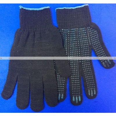 Перчатки рабочие хб с ПВХ - 10 класс, 5-и нитка СТАНДАРТ ЧЕРНЫЕ