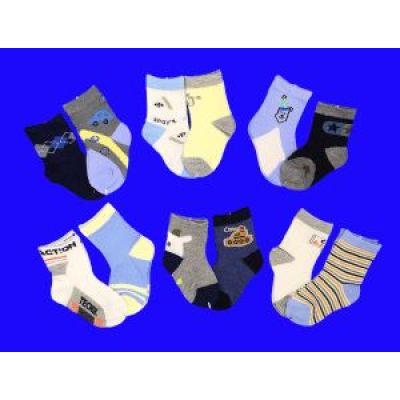 Носки детские "Бебики" на мальчиков р-р 0-3 ( длина стопы носка 9-10 см)