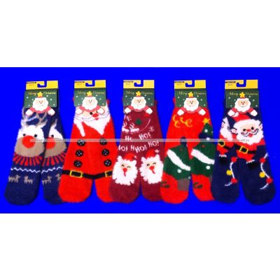 AMIGOBS носки женские НОРКА "НОВОГОДНИЕ ПУШИСТИКИ"