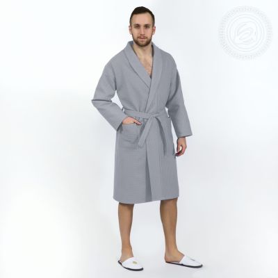 Sale! Халат запашной с воротником (серебро) XL 56-60