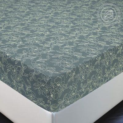 Простыня на резинке "Цветы зеленые" арт255 180х200х20