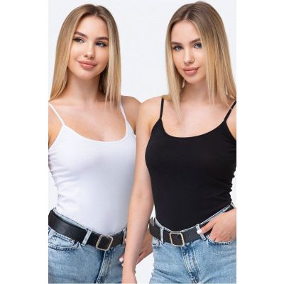 Женская майка на бретелях из хлопка с добавлением эластана 2шт. Happyfox