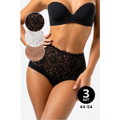 Женские кружевные трусы с высокой посадкой 3шт. Happyfox