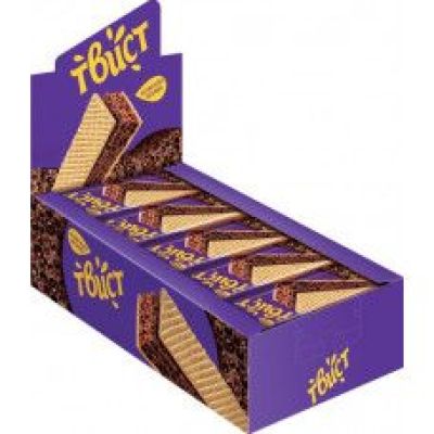 Шоколадные батончики «Твист» Вес 23 гр. В блоке 20 шт. Яшкино.
