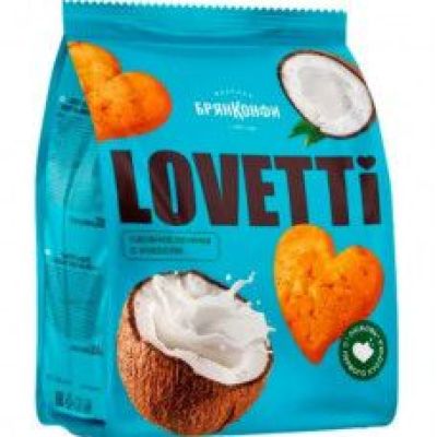 Печенье сдобное "LOVETTI" в форме сердечка с добавлением кокоса, 200 гр, Брянконфи