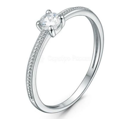 Кольцо из серебра с фианитом родированное К-4446-Р