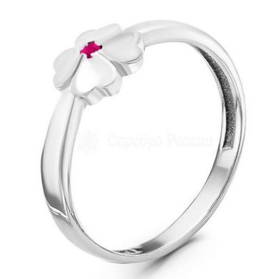 Кольцо из серебра с корундом рубин родированное 925 пробы