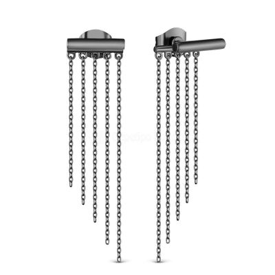 Серьги-пусеты из родированного серебра (2 в 1) 925 пробы 0072725