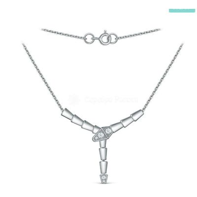 Колье из серебра с фианитами родированное