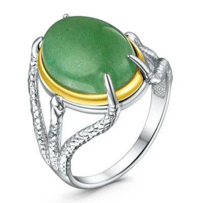 Кольцо из серебра с авантюрином и позолотой родированное 925 пробы К50170рз482