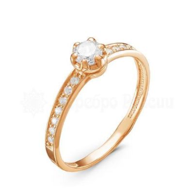 Кольцо из золочёного серебра с фианитами 925 пробы 10017-200з