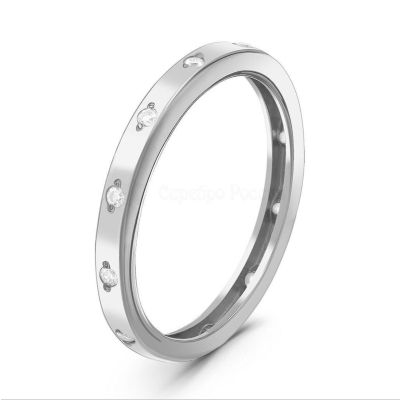 Кольцо из серебра с фианитами родированное 925 пробы к-7243р200