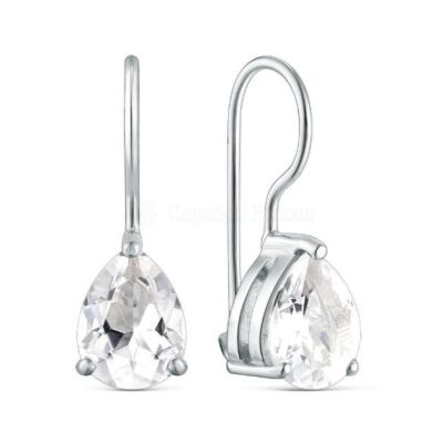 Серьги из серебра с натуральным горным хрусталём родированные 925 пробы 2-501р429