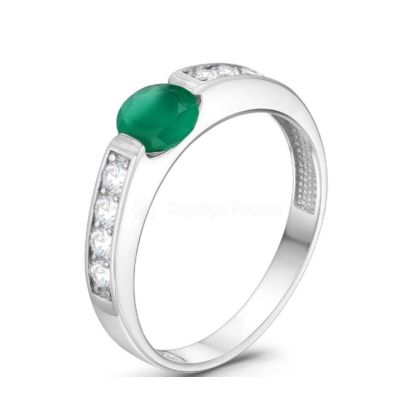 Кольцо из серебра с натуральным агатом и фианитами родированное 925 пробы 2-4207р40900