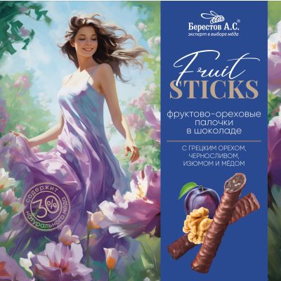 Фруктово-ореховые палочки с Черносливом и грецким орехом, 175г (6шт/кор)