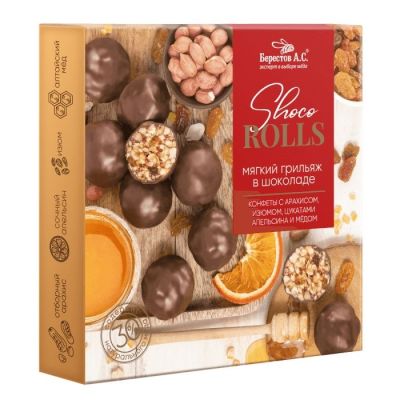 Мягкий грильяж с Арахисом, изюмом, цукатами апельсина и медом, 135г (6шт/кор)