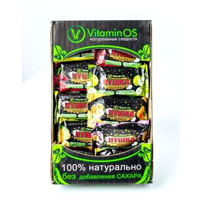 Конфета фруктово-ореховая с мёдом Ассорти (абрикос, лимон, яблоко,вишня, слива) 400г (9шт/кор)