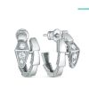 Серьги-пусеты из серебра с фианитами родированные - Змеи