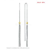 Серьги-продёвки из серебра с золочением родированные 925 пробы 15591RH