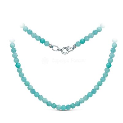 Колье из серебра с амазонитом родированное ОАЗ1-4801