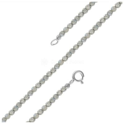 Браслет из серебра с бусинами нат. лабрадора родированный (на леске) 925 пробы БЛБ1-1259