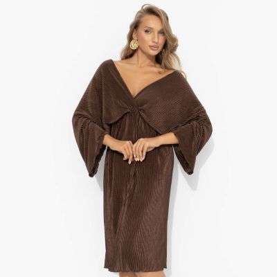 Платье из трикотажа-гофре Одарена свыше (молочный шоколад)