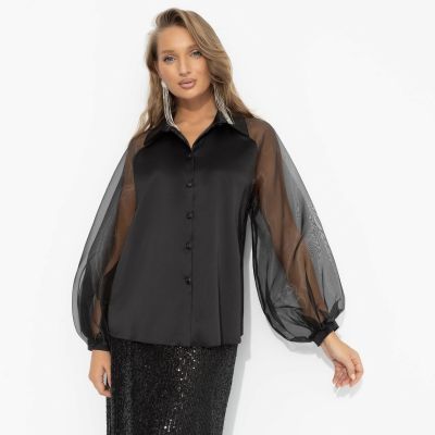 Блуза из атласа и органзы Теория красоты (элегант)