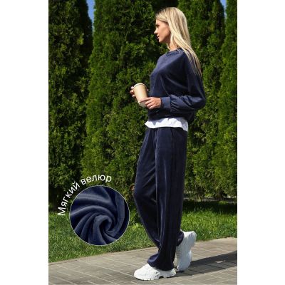 Женский велюровый костюм оверсайз Happyfox синий