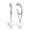 Серьги цепи из серебра родированные - Сердца 925 пробы 220-10-023р