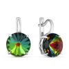 Серьги из серебра с кристаллами Премиум Австрия зелёный мистик родированные 925 пробы 0042с-001VM