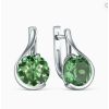 Серьги из серебра с плавленым кварцем цвета зелёный аметист родированные С00154