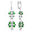 Серьги из серебра с кварцем изумруд и фианитами родированные 925 пробы 2-022р133