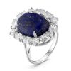 Кольцо из серебра с нат. лазуритом и фианитами родированное 925 пробы К-3423рк467200