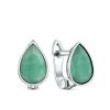 Серьги из серебра с изумрудом родированные HE1031-EM1-LK