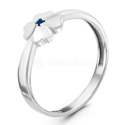 Кольцо из серебра с пл.кварцем цв.сапфир родированное 925 пробы