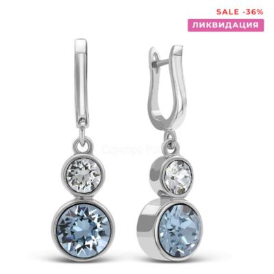 Серьги из серебра с кристаллами Swarovski Аквамарин родированные 925 пробы BHR-1039-2-SER